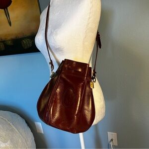 CARTIER Classic Bordeaux Burgundy Bucket Crossbody Shoulder Bag Vintage